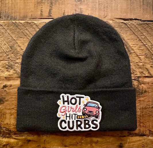 Knit Beanie - Hot Girls Hit Curbs (black)