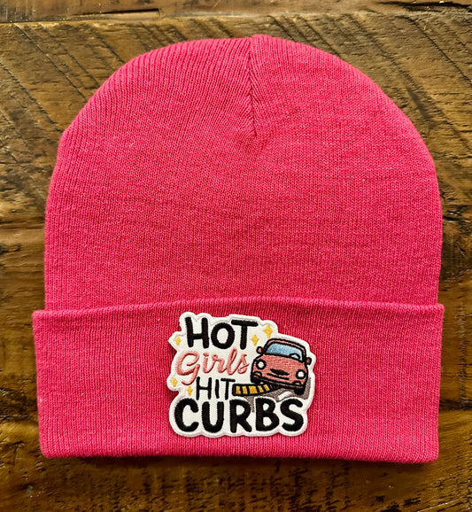 Knit Beanie - Hot Girls Hit Curbs (pink)