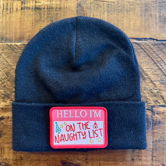 Knit Beanie - Hello I'm on the Naughty List