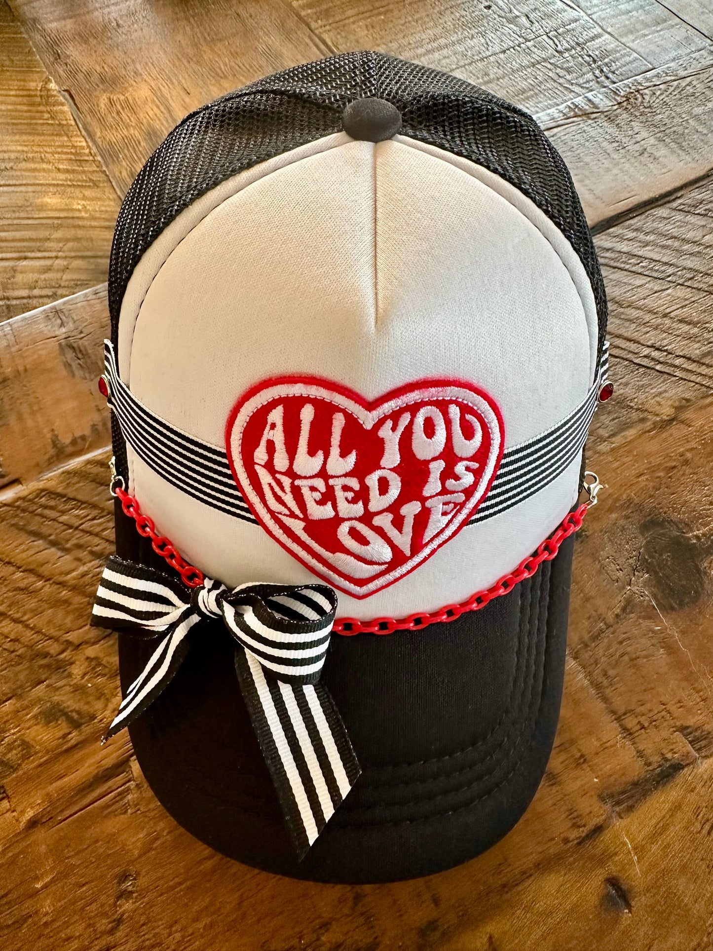 A Little Boujie Hat Collection - All You Need is Love (black & white trucker)