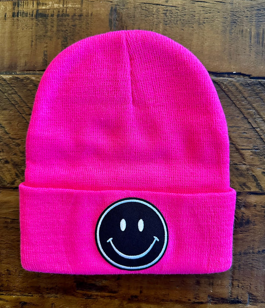 Knit Beanie - Smiley Face