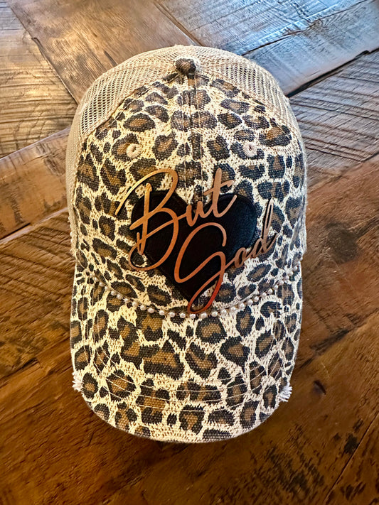 A Little Boujie Hat Collection - But God (leopard cotton & mesh hat)